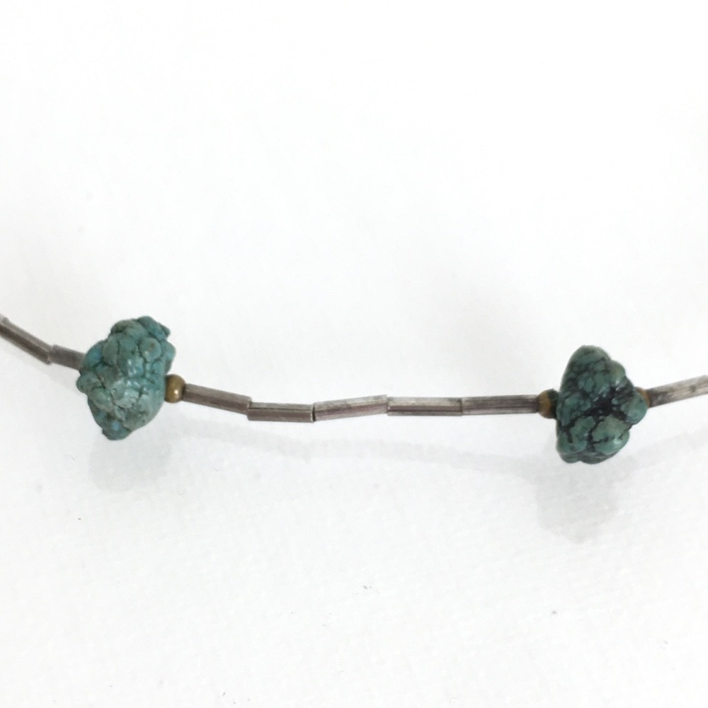Vintage Bubble Gum Turquoise Sterling Silver Necklace Beaded Old Estate Jewelry - Picture 7 of 9
